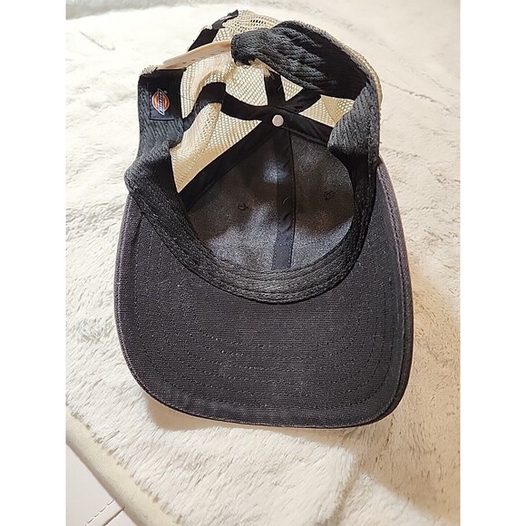 DICKIES Since‎ 1922 Workwear Vintage Snapback Foam Mesh Trucker Hat Cap Navy Tan - Picture 6 of 8